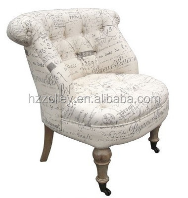 Button Tufted Design Fabric Upholstered Single Sofa Chair with Casters