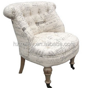 Button Tufted Design Fabric Upholstered Single Sofa Chair with Casters