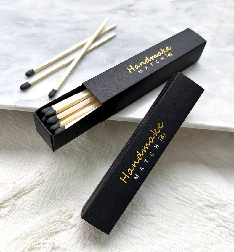 Long Black Match Boxes in Bulk Gold Stamp Quality Wooden Safety Matches  Boxes