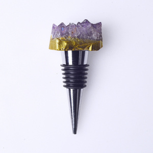 New Arrival Hot Selling Natural Rock Quartz gold Amethyst Decorative Crystal Wine Bottle Champagne Stopper Wholesale