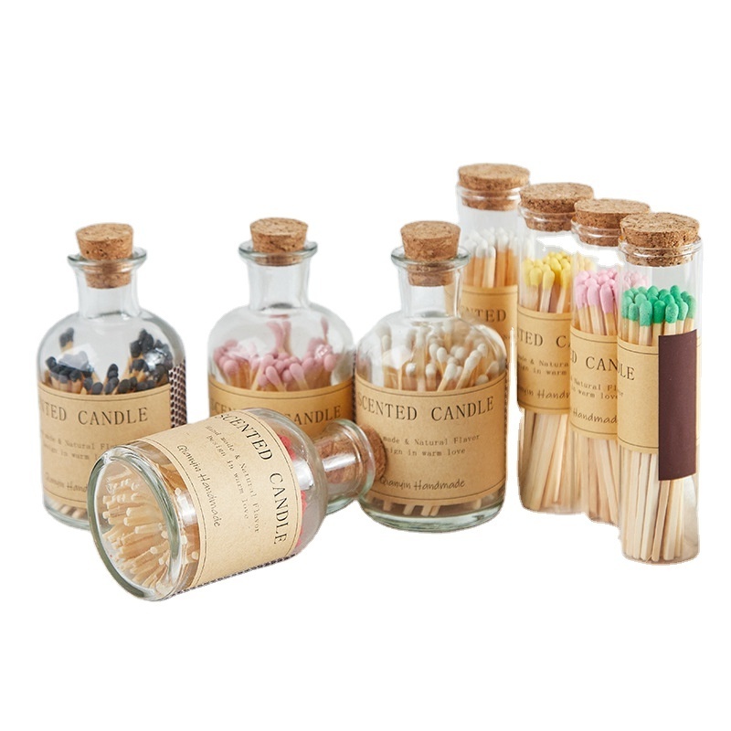 Wholesale Private Logo Luxury Candle Matches Long Match Sticks Glass Jar With Matches