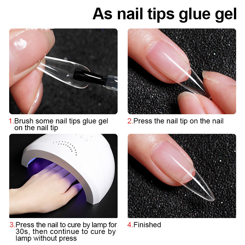 Soak off UV Led  Base Gel  Long Lasting False Nail Art Tips Clear Nail Glue Gel