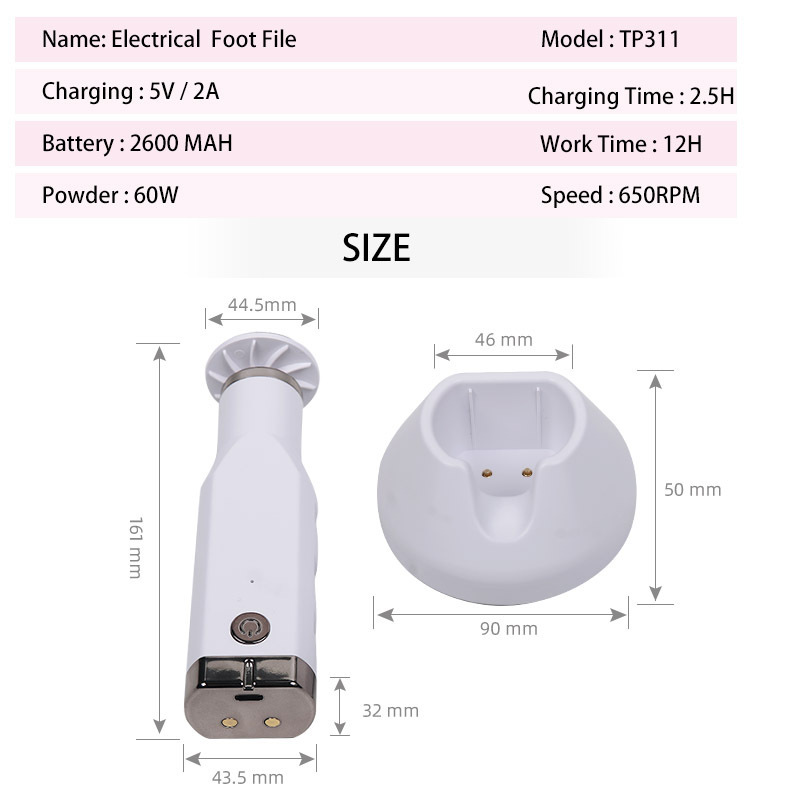 Professional Foot Care Pedicure File Electric Foot Grinder Polisher Callus Remover Feet Electric Callus Trimmer