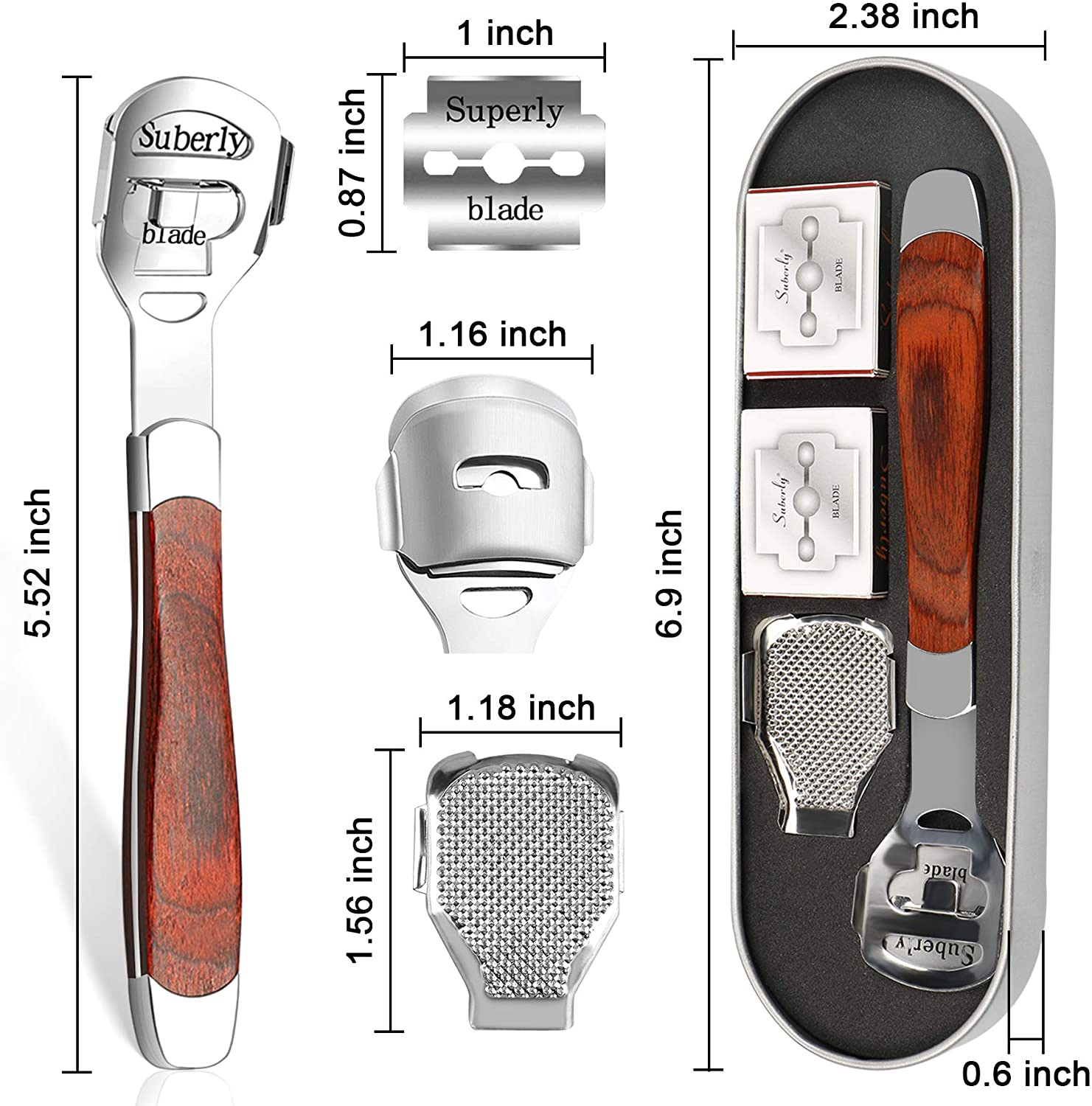 10 Replacement Blades&Pedicure Callus Shaver Foot File Care Hard Skin Remover Callus Shaver