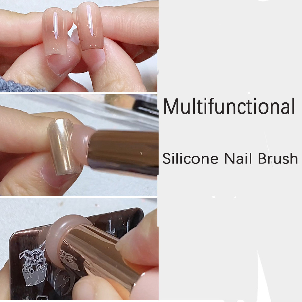 Wholesale New Design Multi-Function Silicone Nail Polish Brush Private Label Manicure Tools Paint Nail Brush Professional