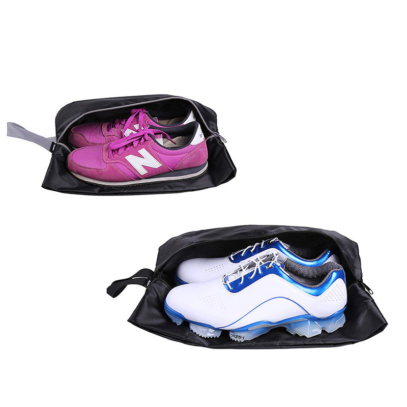 Custom made printed polyester fabric drawstring shoe dust carrier bag with logo/wholesale polyester cheap carry travel shoe bag