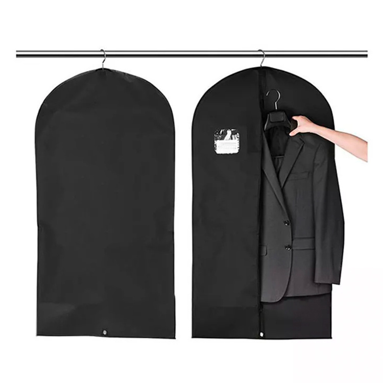 wholesale zipper clothes coat Custom black cloth wedding dress suit cover non woven customized suit garment bag