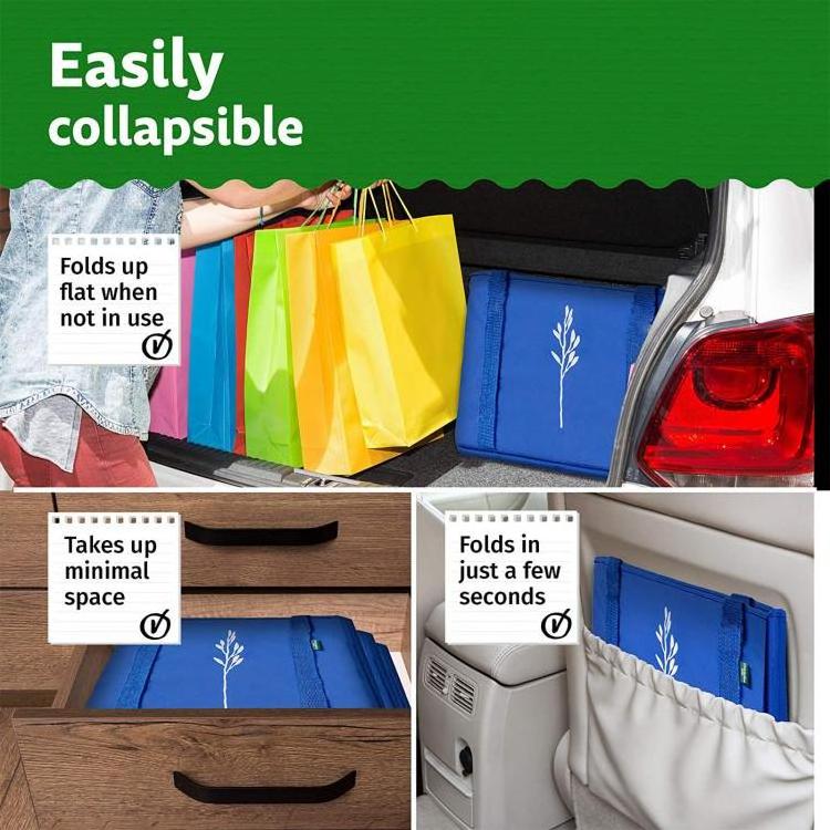 Large Heavy Duty Collapsible Reinforced Bottom Washable folding canvas reusable Grocery Box Foldable Tote Shopping Bag