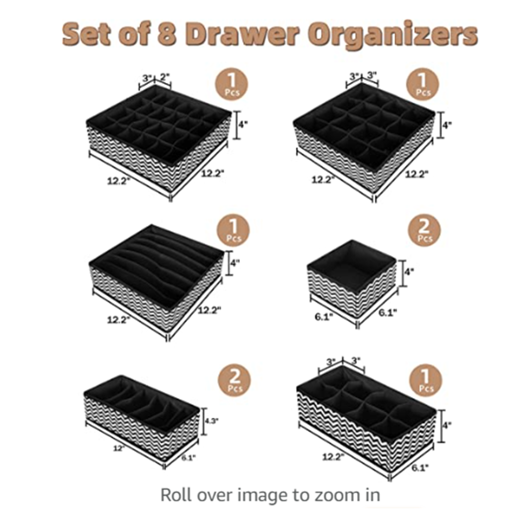 8 Foldable Dresser Drawer Organizers for Underwear