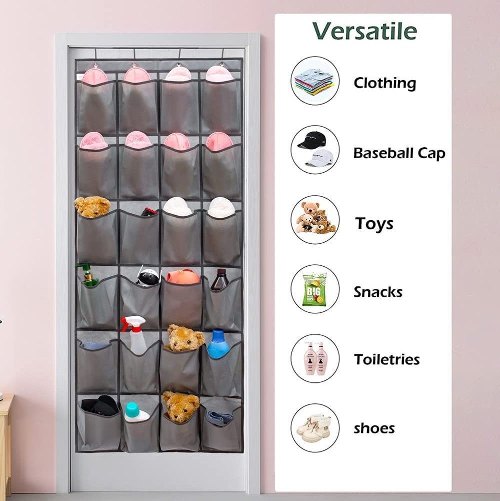 24 Mesh pockets Door Hanging Shoe Organizer for Shoes Socks Pantry