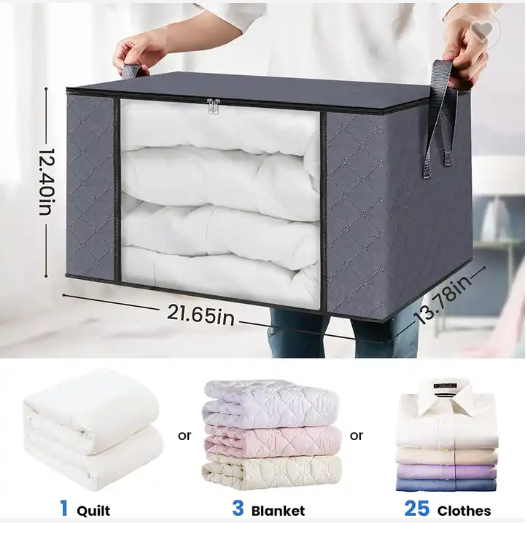 Clothes Storage Foldable Fabric  Blanket Storage Bags for Organizing Bedroom Clothing with handle