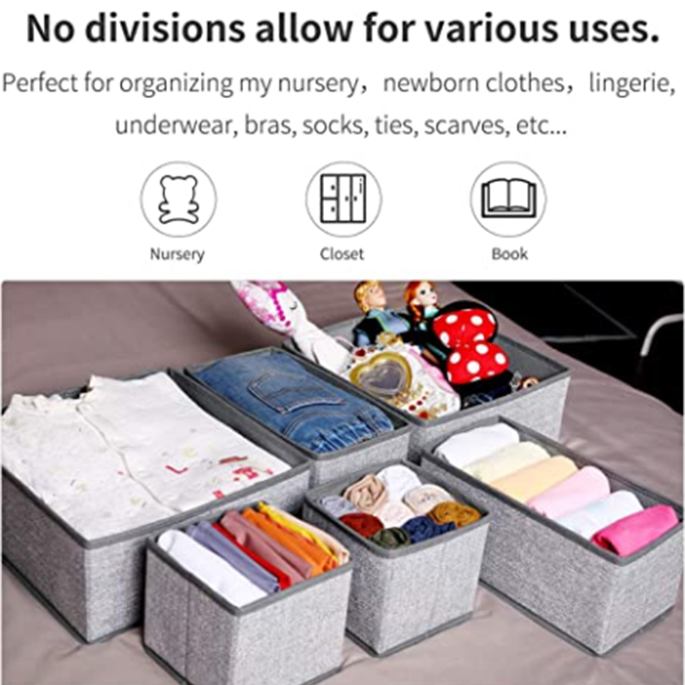 6 Set Foldable Underwear Drawer Organizer for Clothes and Socks