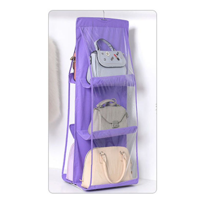 Handbag Dust Cover Bag Purse  Storage Organizer for Closet with 6 Easy Access Deep Transparent Pvc Pockets