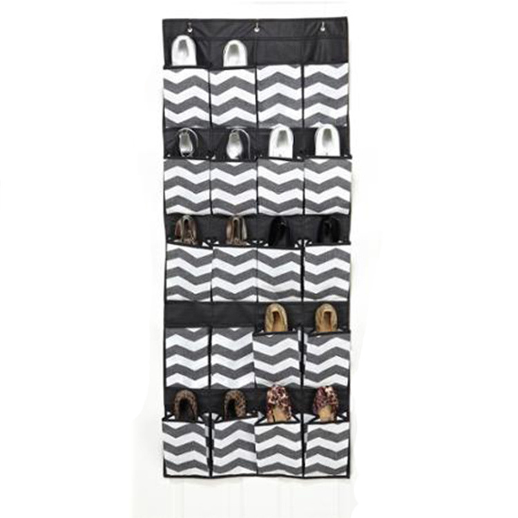 Foldable PP Non-Woven Fabric Hanging Shoe Organizer 24 Square Pockets for Clothing Set