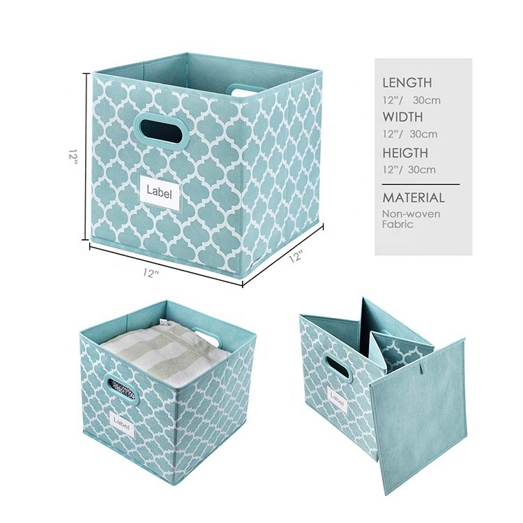 6-Piece Set of Blue Non-Woven Fabric Storage Bins Single-Tier Closet Baskets for Shelves for Clothing Shoes Tools