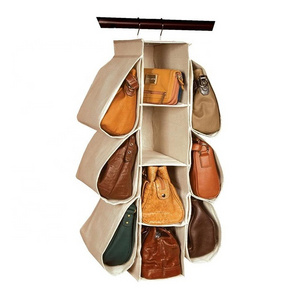 Hanging Purse Handbag Organizer Homewares Nonwoven 10 Pockets Hanging Closet Storage Bag