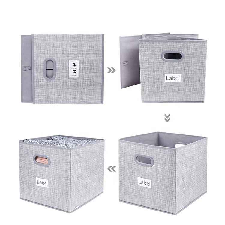 Foldable Fabric Storage Boxes Drawer Cube Container Without Lid Thick and Heavy Duty wardrobe Organizer Baskets With Handle Grey