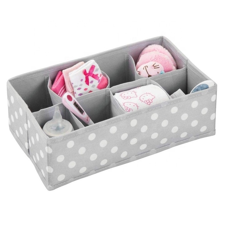 Gray Wave Point Kids Storage Boxes Drawer Storage Shelf Bins