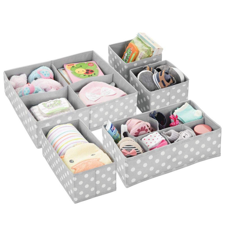 Gray Wave Point Kids Storage Boxes Drawer Storage Shelf Bins