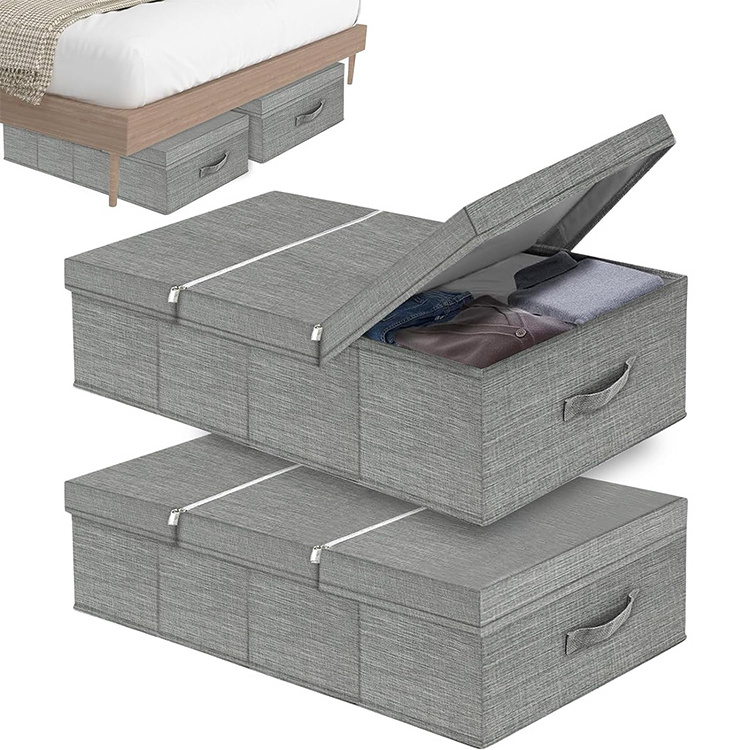 Multifunctional Foldable Under-Bed Storage Box Reusable Fabric Square Bedroom Organizer for Clothes Quilts Toys Towels