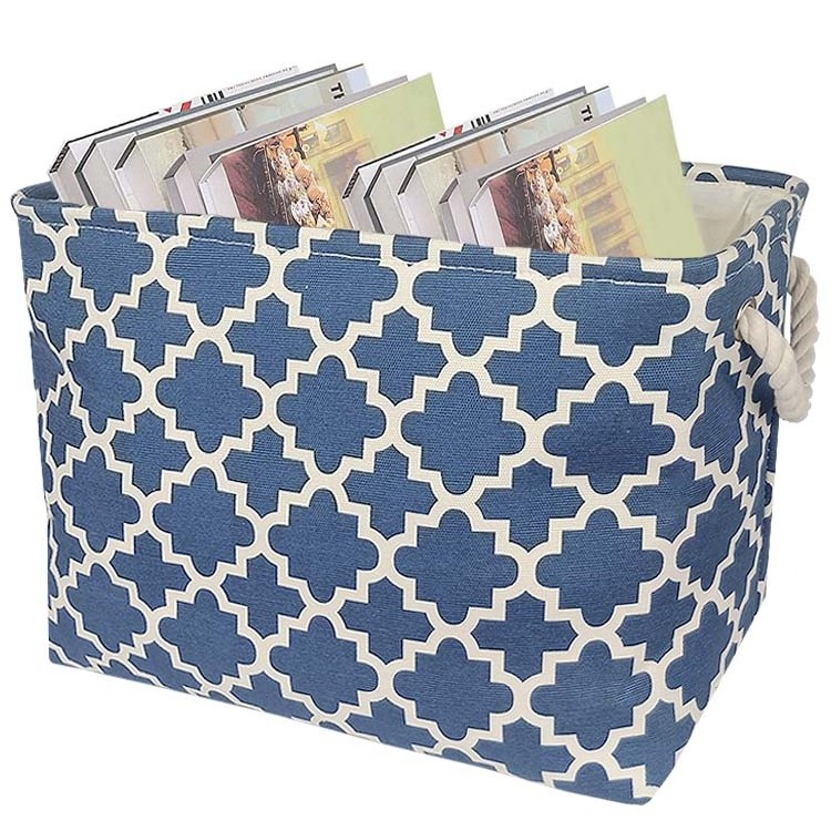 Blue Storage Fabric Storage Bins  for Shelves Closet Nursery Decorative Storage Baskets