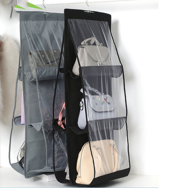 Handbag Dust Cover Bag Purse  Storage Organizer for Closet with 6 Easy Access Deep Transparent Pvc Pockets