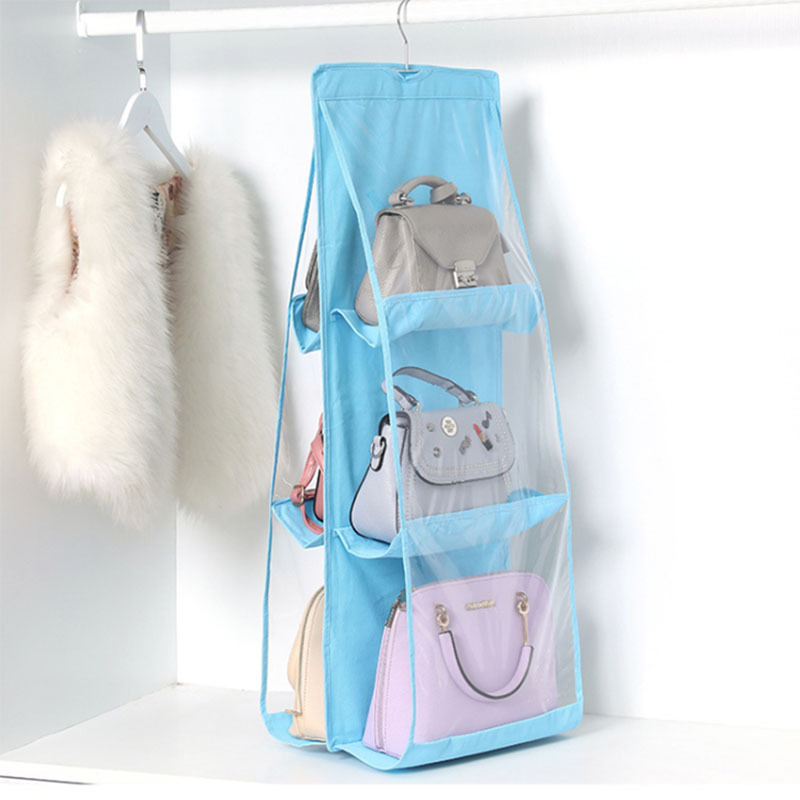 Handbag Dust Cover Bag Purse  Storage Organizer for Closet with 6 Easy Access Deep Transparent Pvc Pockets