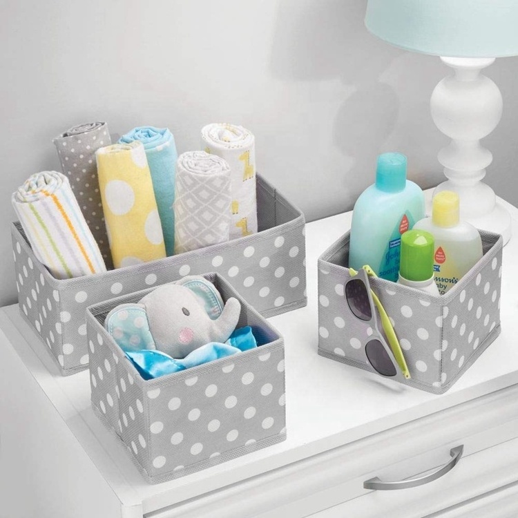 Gray Wave Point Kids Storage Boxes Drawer Storage Shelf Bins