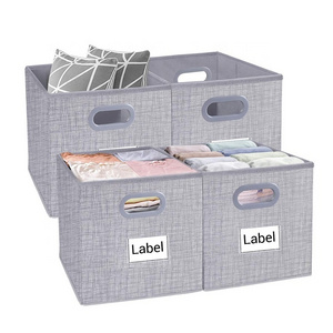 Foldable Fabric Storage Boxes Drawer Cube Container Without Lid Thick and Heavy Duty wardrobe Organizer Baskets With Handle Grey