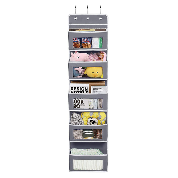 Hanging Closet Organizer Over The Door Organizer with Clear Windows and 2 Widened Metal Hooks