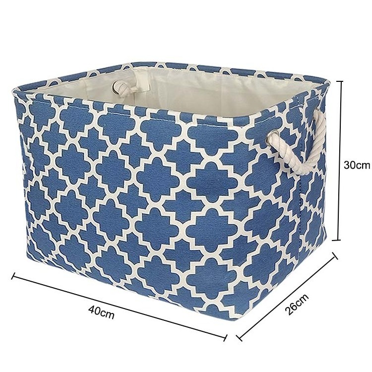 Blue Storage Fabric Storage Bins  for Shelves Closet Nursery Decorative Storage Baskets