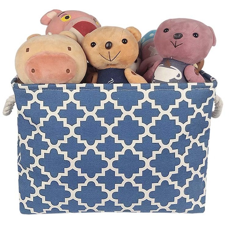 Blue Storage Fabric Storage Bins  for Shelves Closet Nursery Decorative Storage Baskets