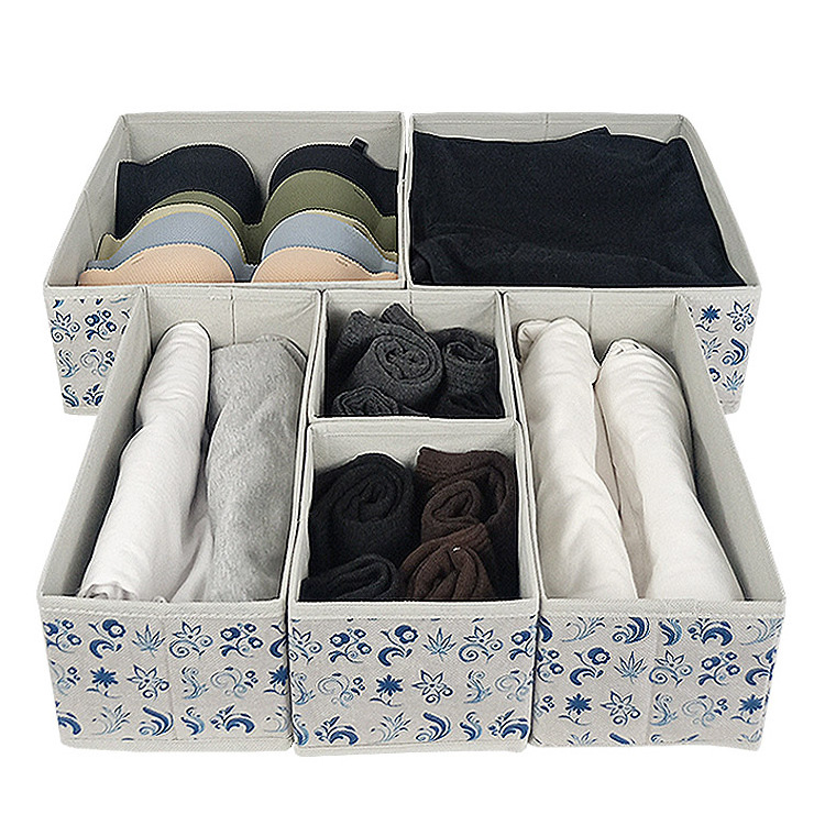 High Quality Glossy Fabric Storage Boxes Modern Square Design Foldable Organizer for Underwear Wholesale Packing Clothing