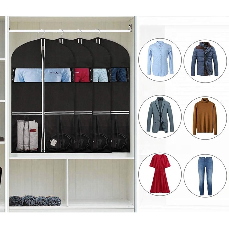 Mesh Suit Garment Bags With Pocket Breathable Jacket Covers for Closet Suit Storage Bags with Clear Window for Suit Coat