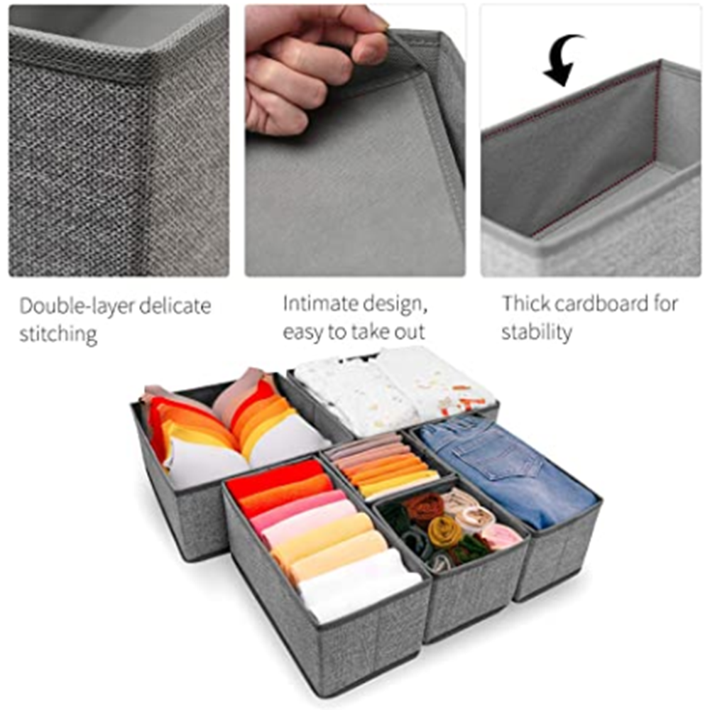 6 Set Foldable Underwear Drawer Organizer for Clothes and Socks