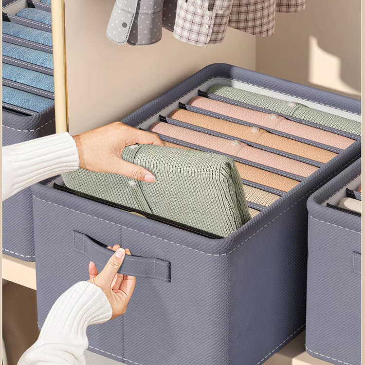 Multifunctional drawer storage box Metal handle non-woven folding storage box clothing socks storage