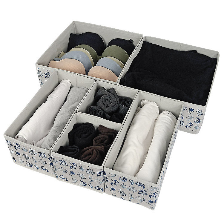 High Quality Glossy Fabric Storage Boxes Modern Square Design Foldable Organizer for Underwear Wholesale Packing Clothing