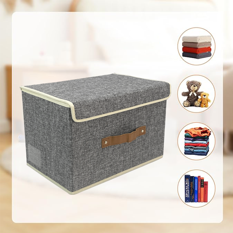 Deep Customization Modern Design Square Foldable Linen Home Clothes Storage Box with Lid Cabinet Environmentally Friendly