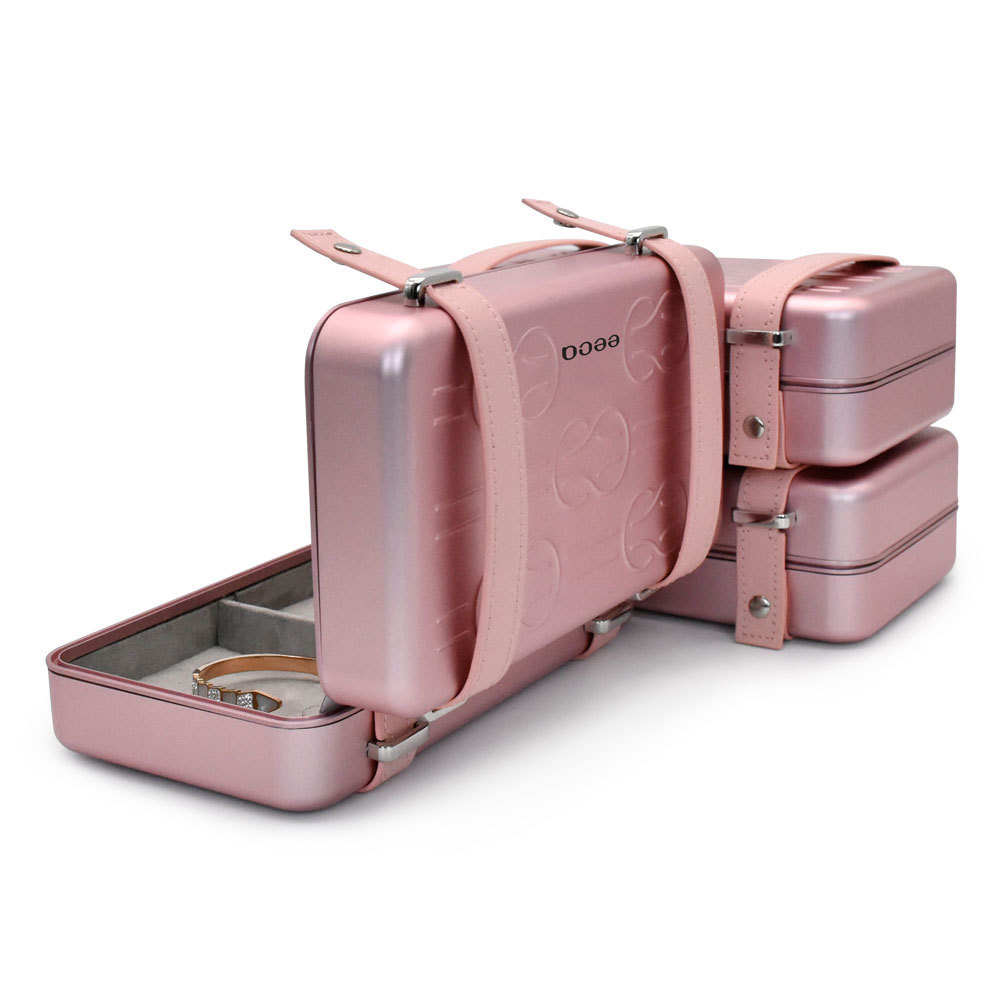 New Arrival Luxury Large Acrylic Jewellery Storage Case Big Size Mirror Pu Leather Suitcase Jewelry Organizer Box with Handle