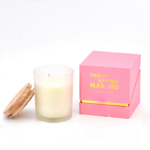 New arrival flip-open recycle craft paper 16 oz candle jar packaging boxes square rigid cardboard gift storage box for candle