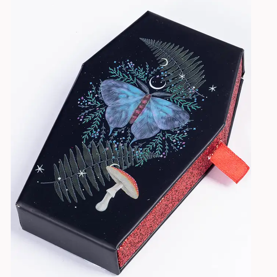 Mushrooms 3D mink false eyelashes coffin box custom packaging glitter gray ghost eyelash collection paper box