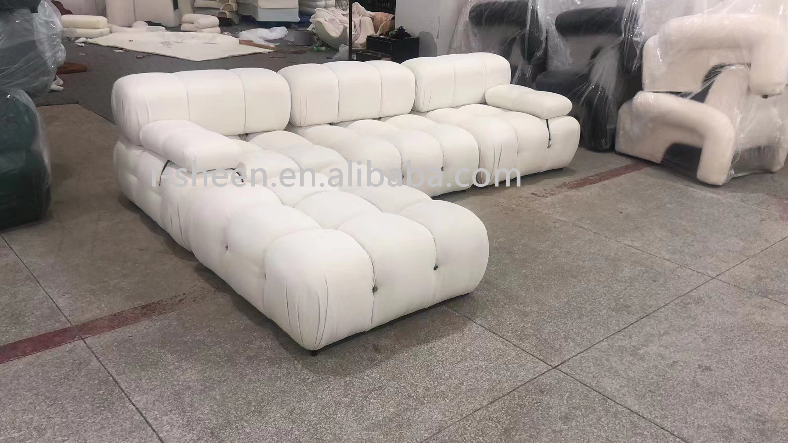 Living room furniture italian leather modern design freely combined modular corner sofa with ottomans tufted sofa couch