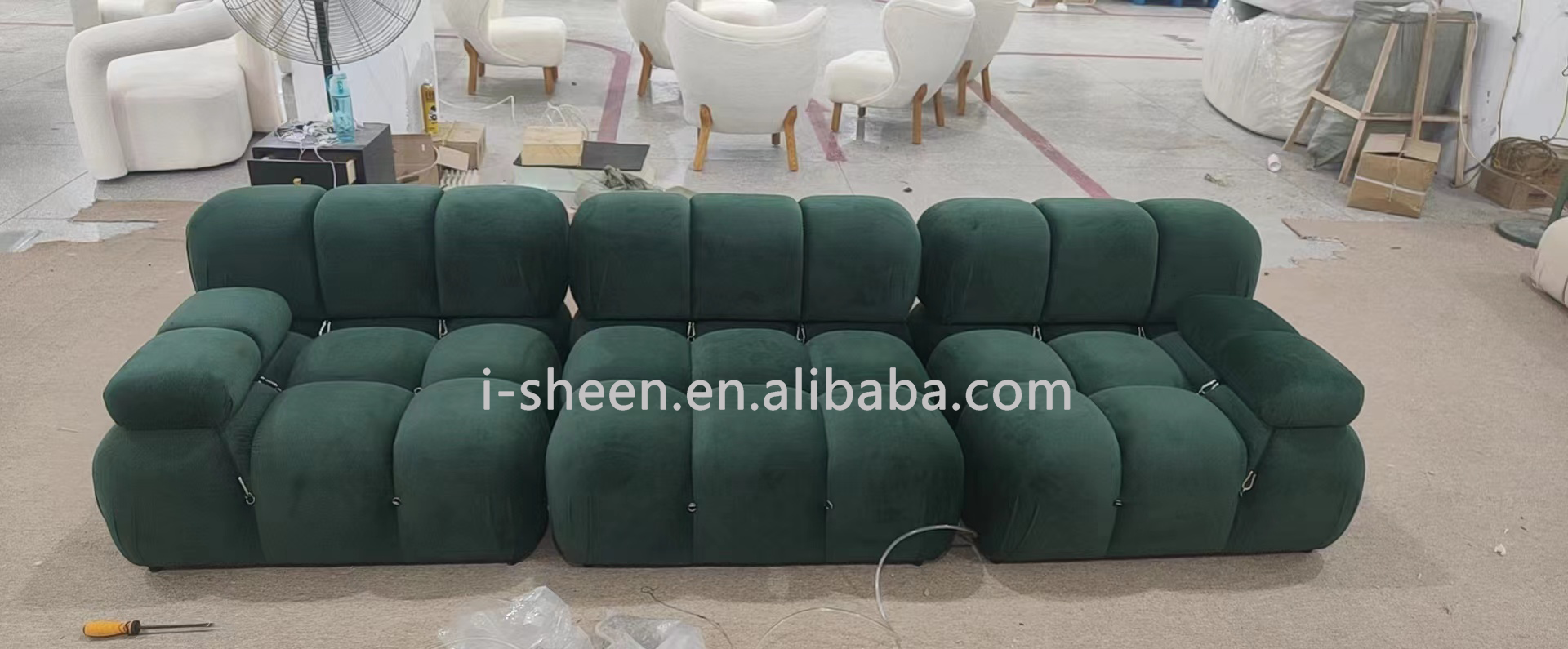 Living room furniture italian leather modern design freely combined modular corner sofa with ottomans tufted sofa couch