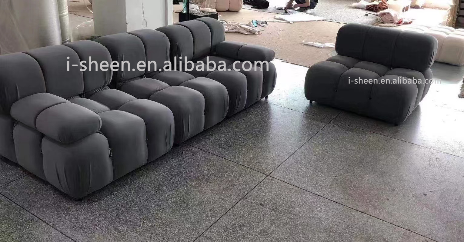 Living room furniture italian leather modern design freely combined modular corner sofa with ottomans tufted sofa couch