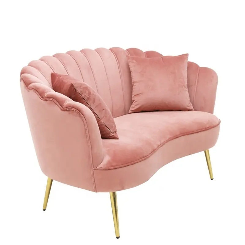 Hot Sales Two Seat Living Room Furniture Sofa Modern Pink Velvet loveseat Sofas Luxury Upholstered Furniture for Home