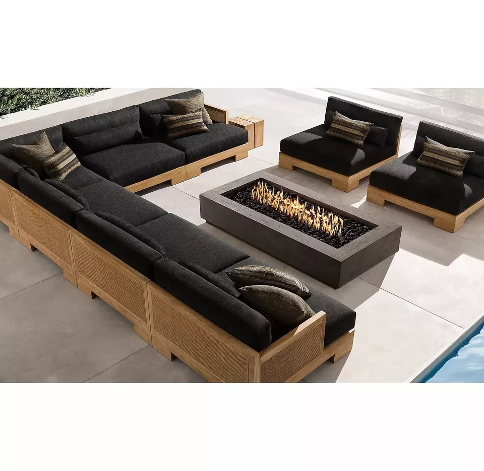 Fashionable garden sofas new arrival modern set teak wicker outdoor furniture