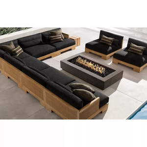 Fashionable garden sofas new arrival modern set teak wicker outdoor furniture