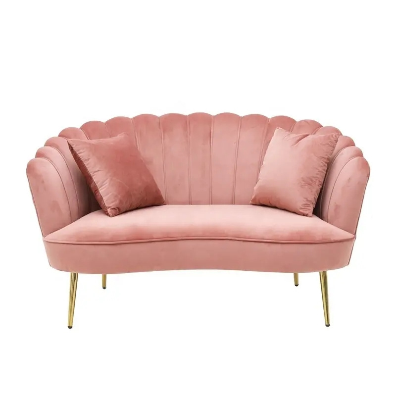 Hot Sales Two Seat Living Room Furniture Sofa Modern Pink Velvet loveseat Sofas Luxury Upholstered Furniture for Home