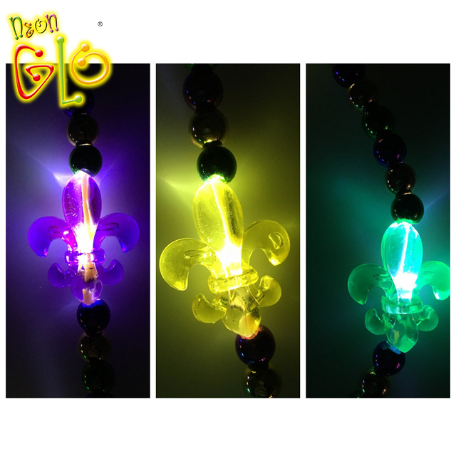 LED Lighted Mardi Gras Bead Necklace Carnival