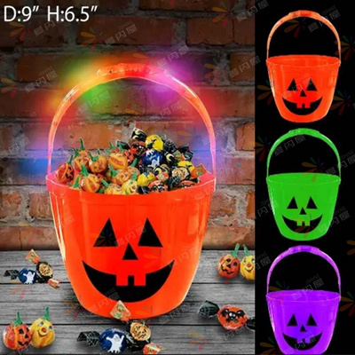 Led Light Up Halloween Bucket Halloween Pumpkin Candy Bucket Party Decoration Wholesale Led Plastic Halloween Pumpkin Buckets